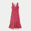 Robe longue &eacute;vas&eacute;e effet satin&eacute;e rose femme