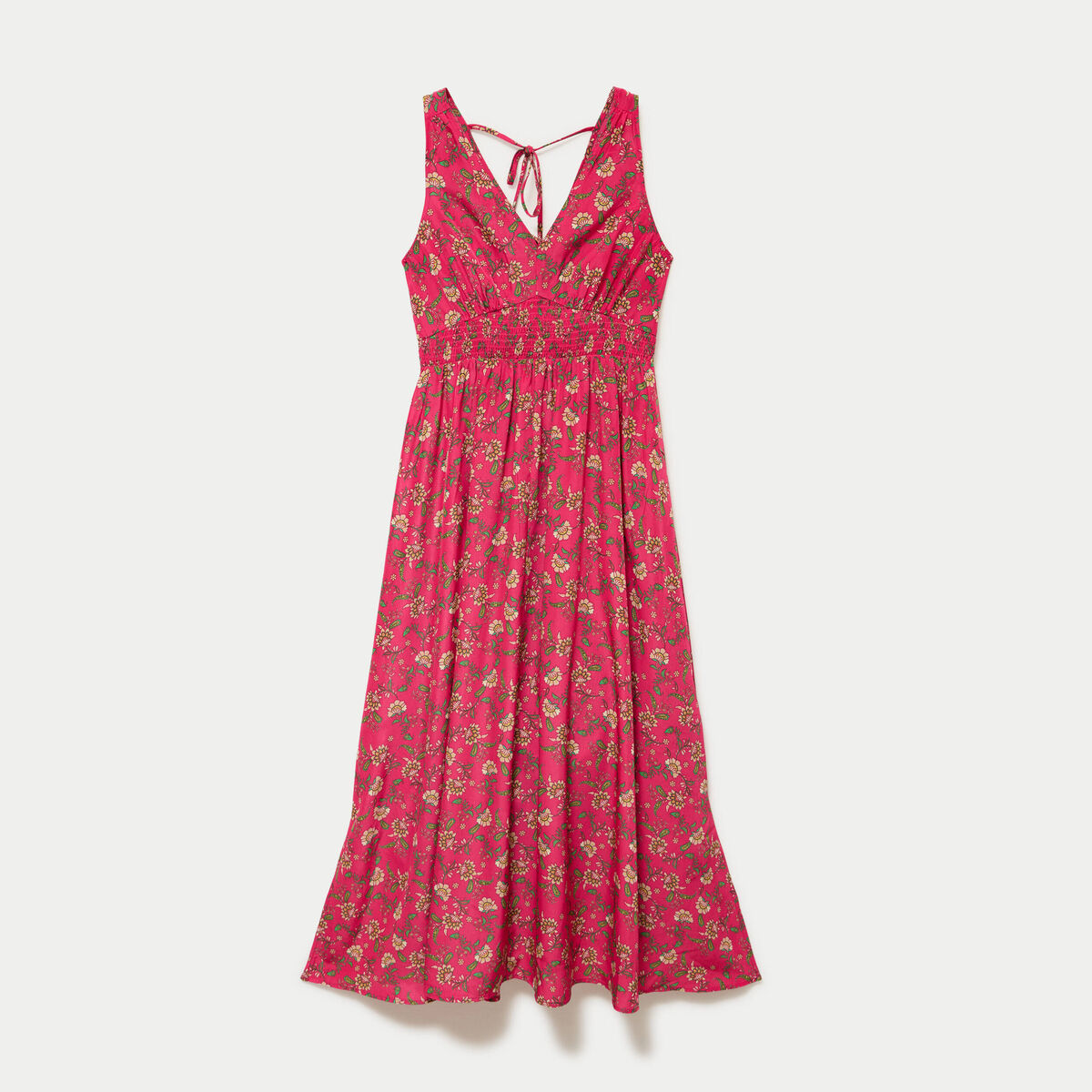 Robe longue &eacute;vas&eacute;e effet satin&eacute;e rose femme