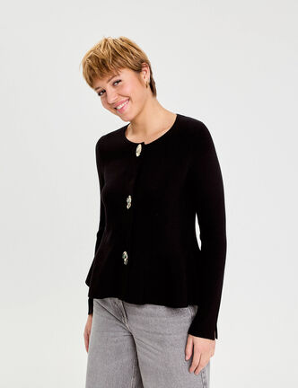 Gilet p&eacute;plum noir femme
