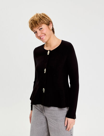 Gilet p&eacute;plum noir femme