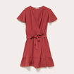 Robe courte &eacute;vas&eacute;e col v manches courtes vieux rose femme