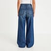 Jean wide leg taille haute Petite bleu fonc&eacute; femme