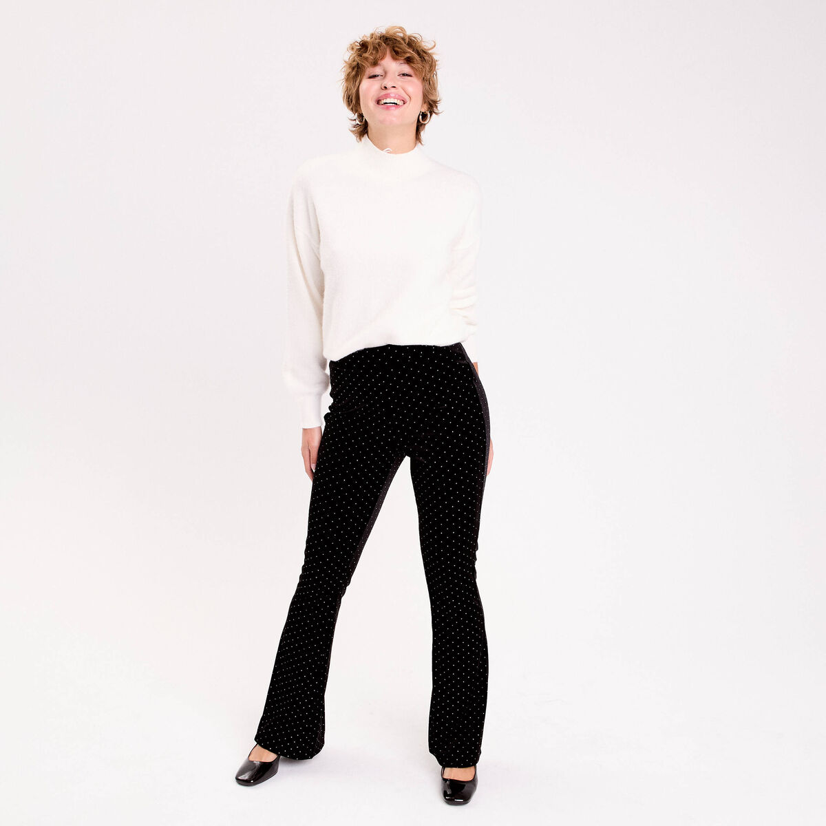 Pantalon bootcut en velours noir femme