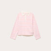 Polo manches longues col chemise rose poudr&eacute;e femme