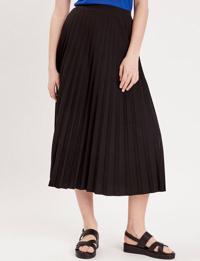 Jupe longue &eacute;vas&eacute;e pliss&eacute;e noir femme