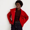 Caban court col montant rouge femme