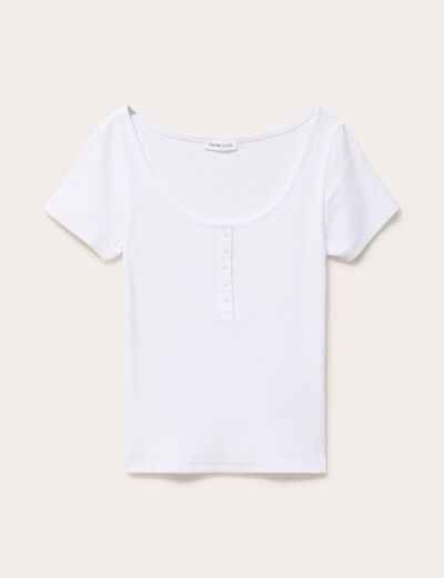 T-shirt c&ocirc;tel&eacute; blanc femme