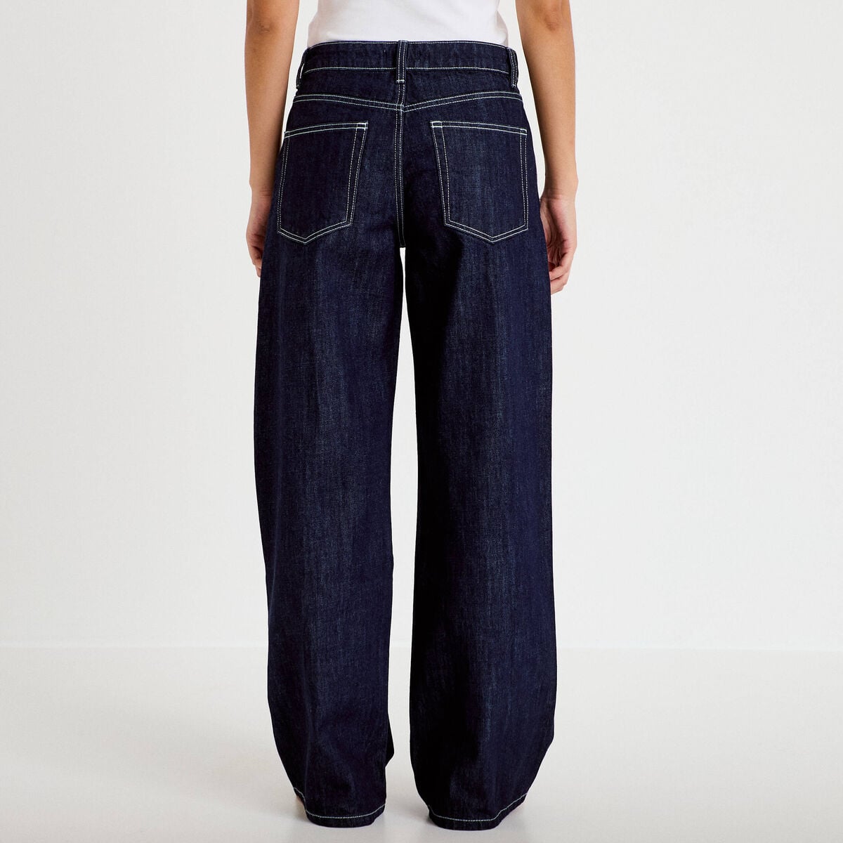 Jean wide leg taille basse denim brut femme