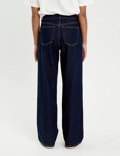 Jeans wide leg taille haute denim blue black femme