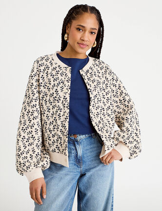 Bomber manches longues blanc femme