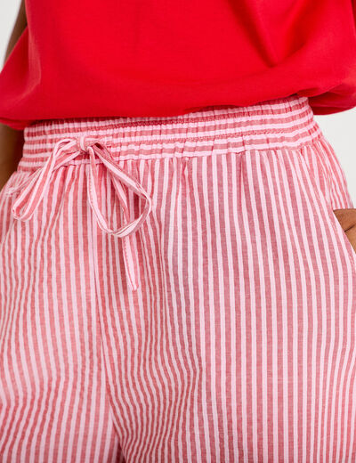Pantalon large taille haute rouge femme