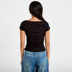 T-shirt ajust&eacute; dentelle col bateau noir femme