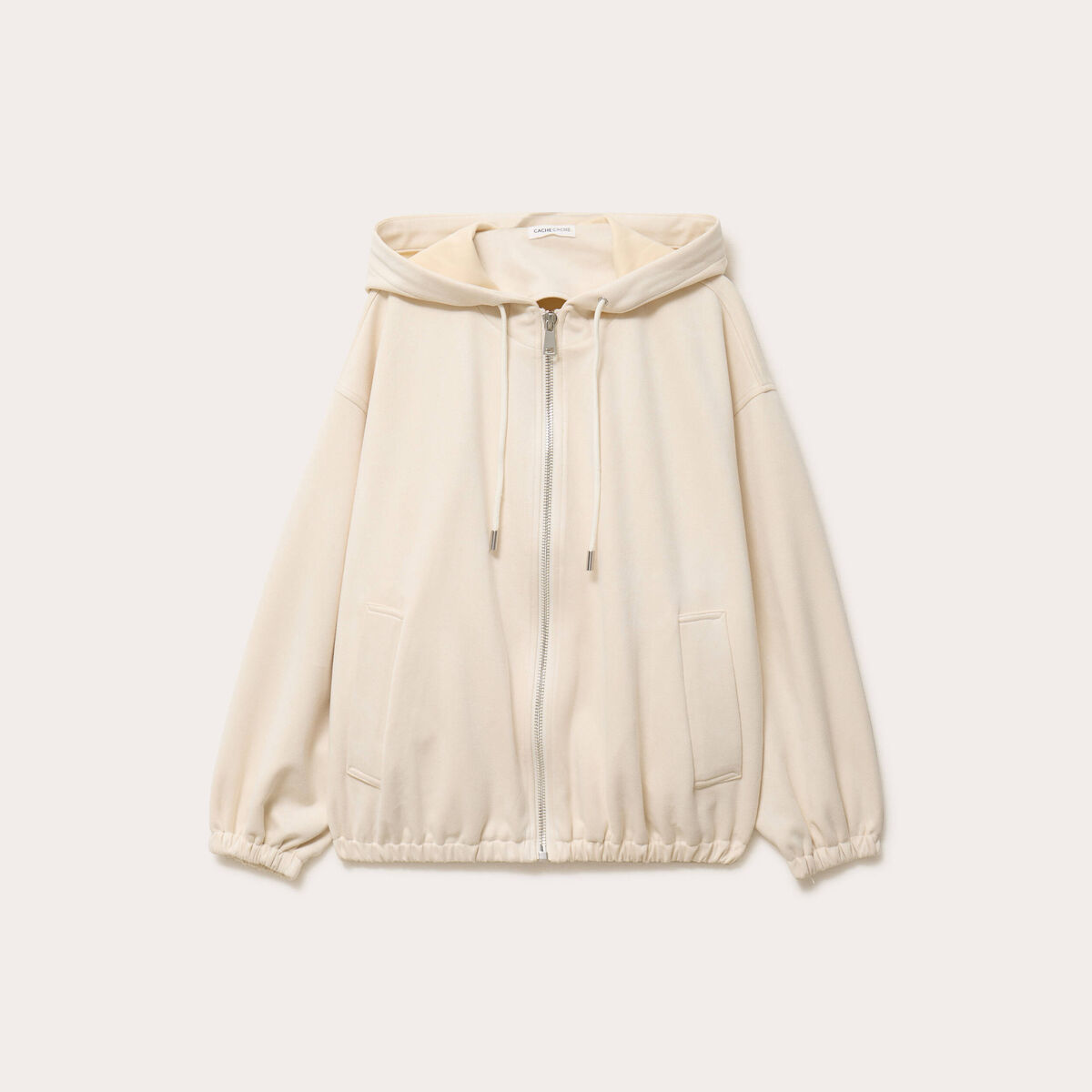 Veste &agrave; capuche bas resserr&eacute; sable femme