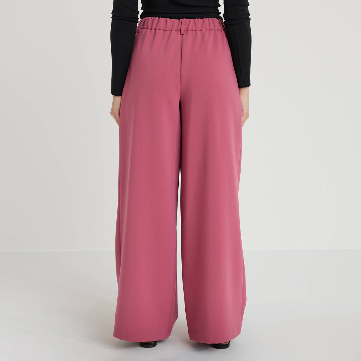 Pantalon large fluide vieux rose femme