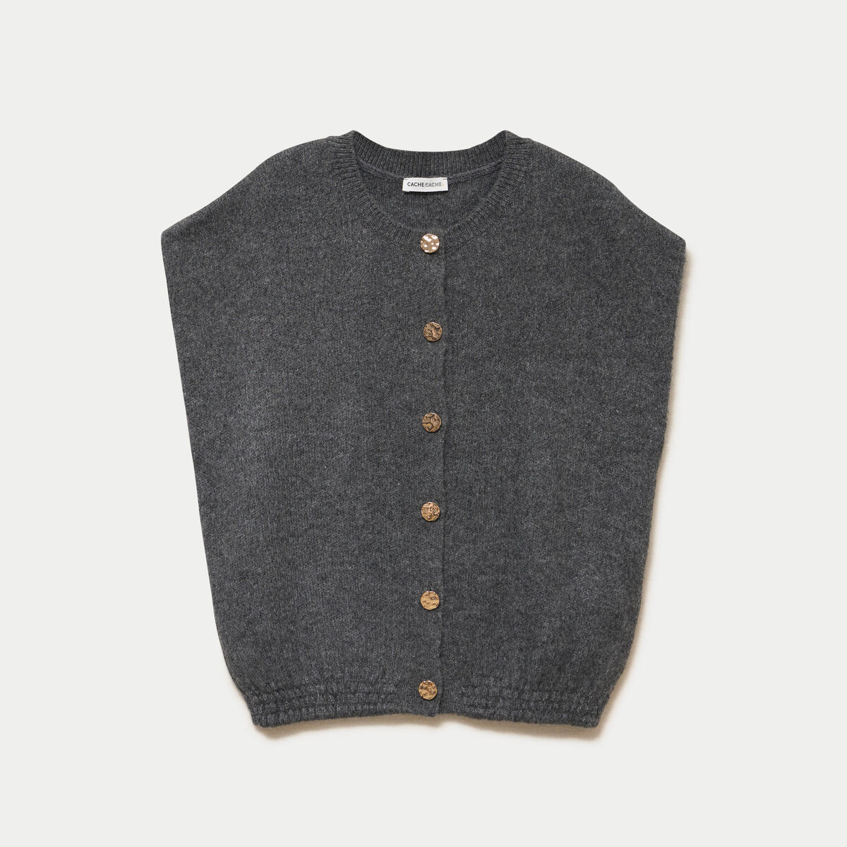 Gilet ample sans manches gris fonc&eacute; femme