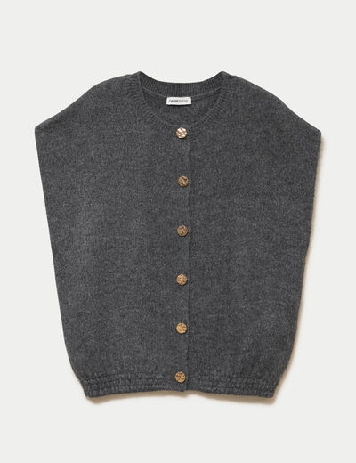 Gilet ample sans manches gris fonc&eacute; femme