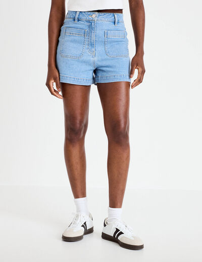 Short mom en jean denim bleach femme