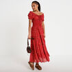 Robe longue &eacute;vas&eacute;e col carr&eacute; rouge femme