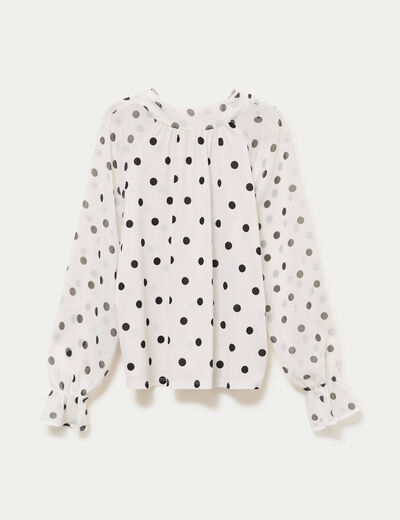 Blouse droite voile manches longues blanc femme