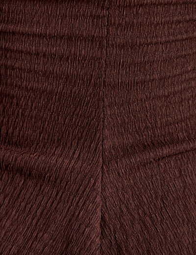 Bustier p&eacute;plum ajust&eacute; cropped pliss&eacute; marron fonc&eacute; femme