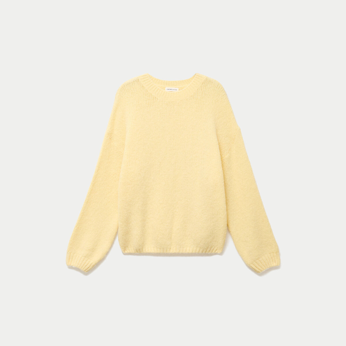 Pull manches longues jaune pastel femme