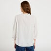 Blouse ample broderie manches 3/4 blanc femme