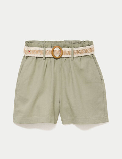 Short flare avec ceinture amovible vert kaki femme
