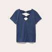 T-shirt noeuds dos bleu fonc&eacute; femme