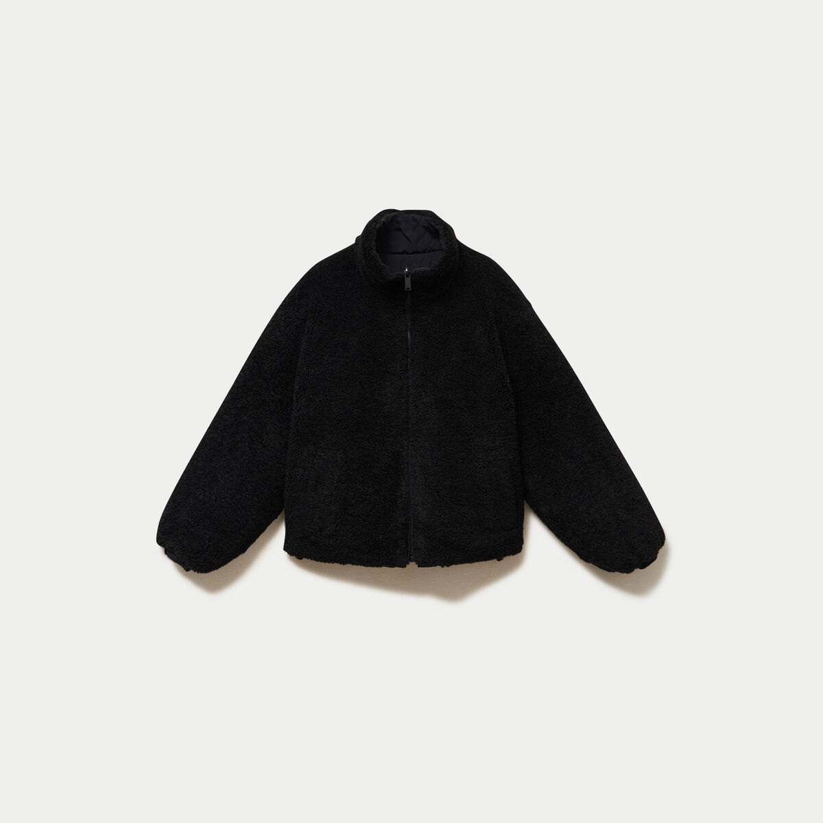 Doudoune r&eacute;versible effet polaire noir femme