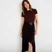 Jupe &eacute;vas&eacute;e longueur 3/4 avec bijou noir femme