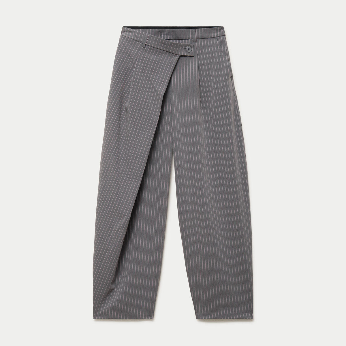 Pantalon barrel taille basse gris femme