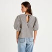 Blouse effet boule manches courtes bleu femme