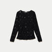 T-shirt ajust&eacute; col rond brod&eacute; perles noir femme