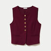 Gilet sans manches col rond bordeaux femme