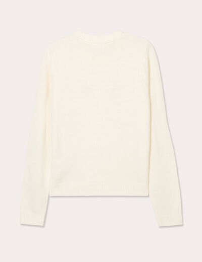 Pull pompons et guirlandes ecru femme