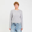 Pull col rond manches longues gris clair femme