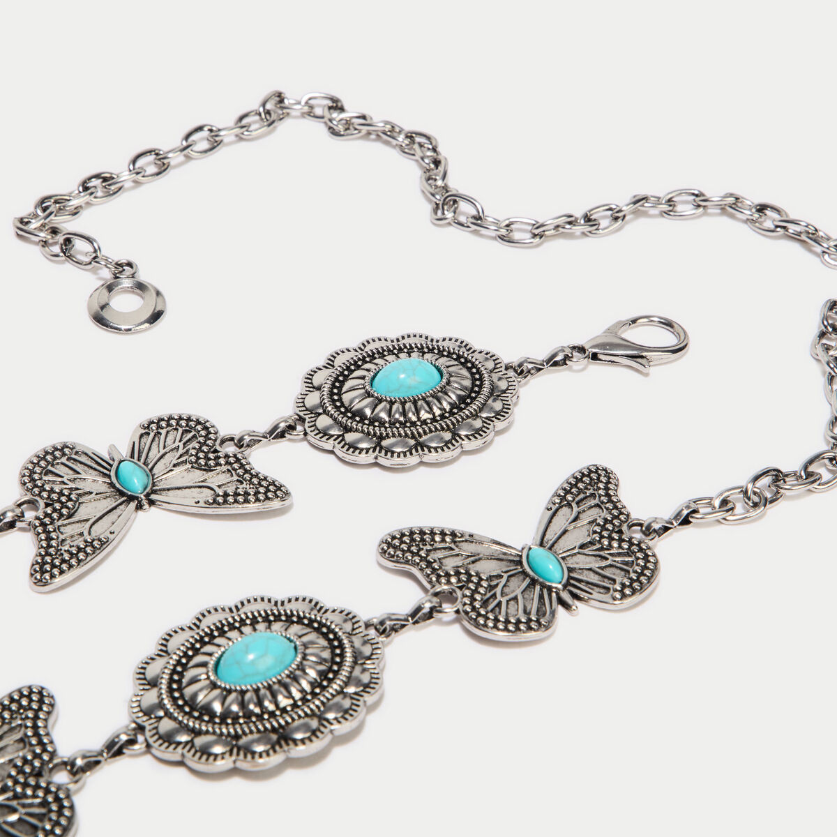 Ceinture fine avec cha&icirc;ne gris argent femme
