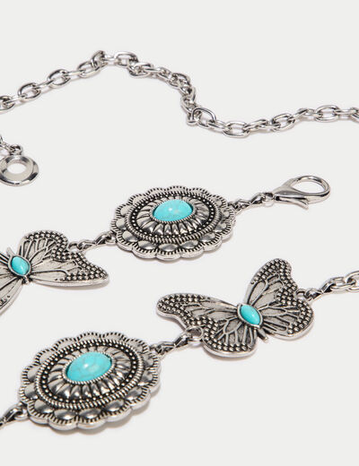 Ceinture fine avec cha&icirc;ne gris argent femme