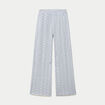 Pantalon large brod&eacute; bleu marine femme