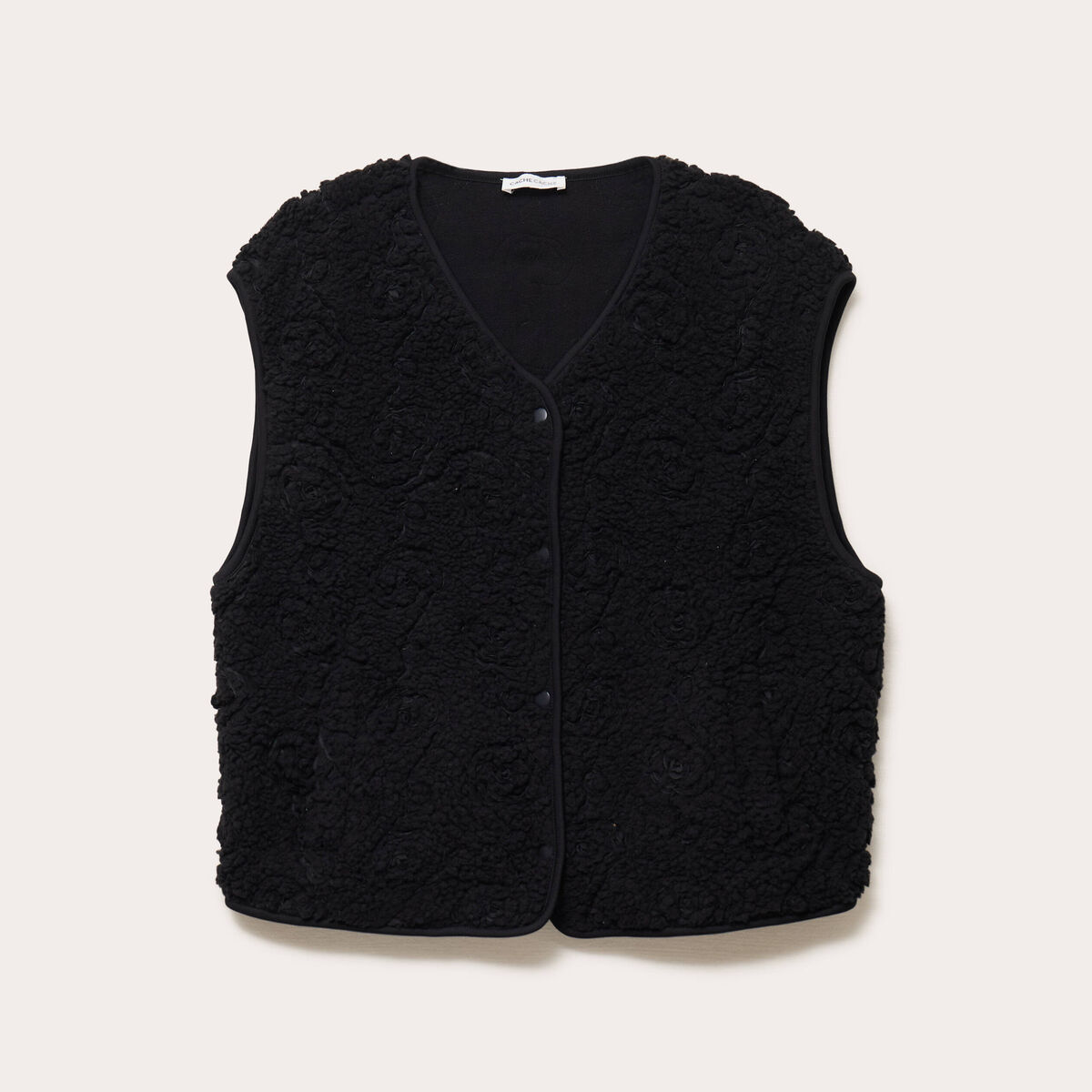 Gilet sans manches effet polaire noir femme