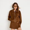 Jupe-short courte aspect daim marron femme