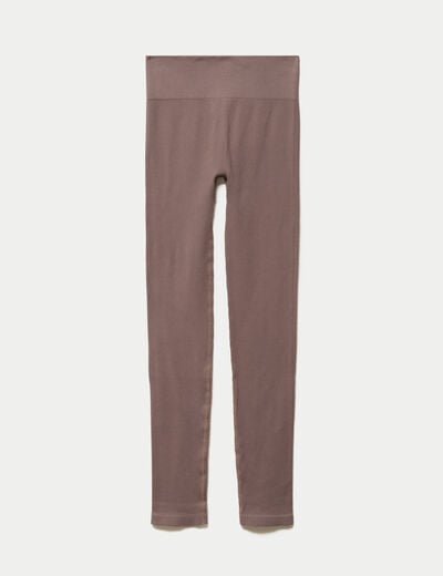 Leggings taille haute sans couture marron clair femme