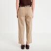 Pantalon chino 7/8&egrave;me taille &eacute;lastiqu&eacute;e taupe femme