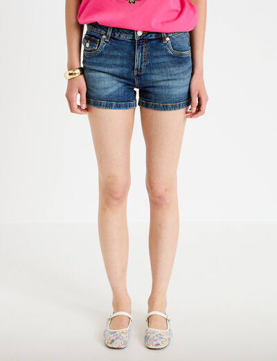 Short slim cigarette en jean stretch denim dirty femme