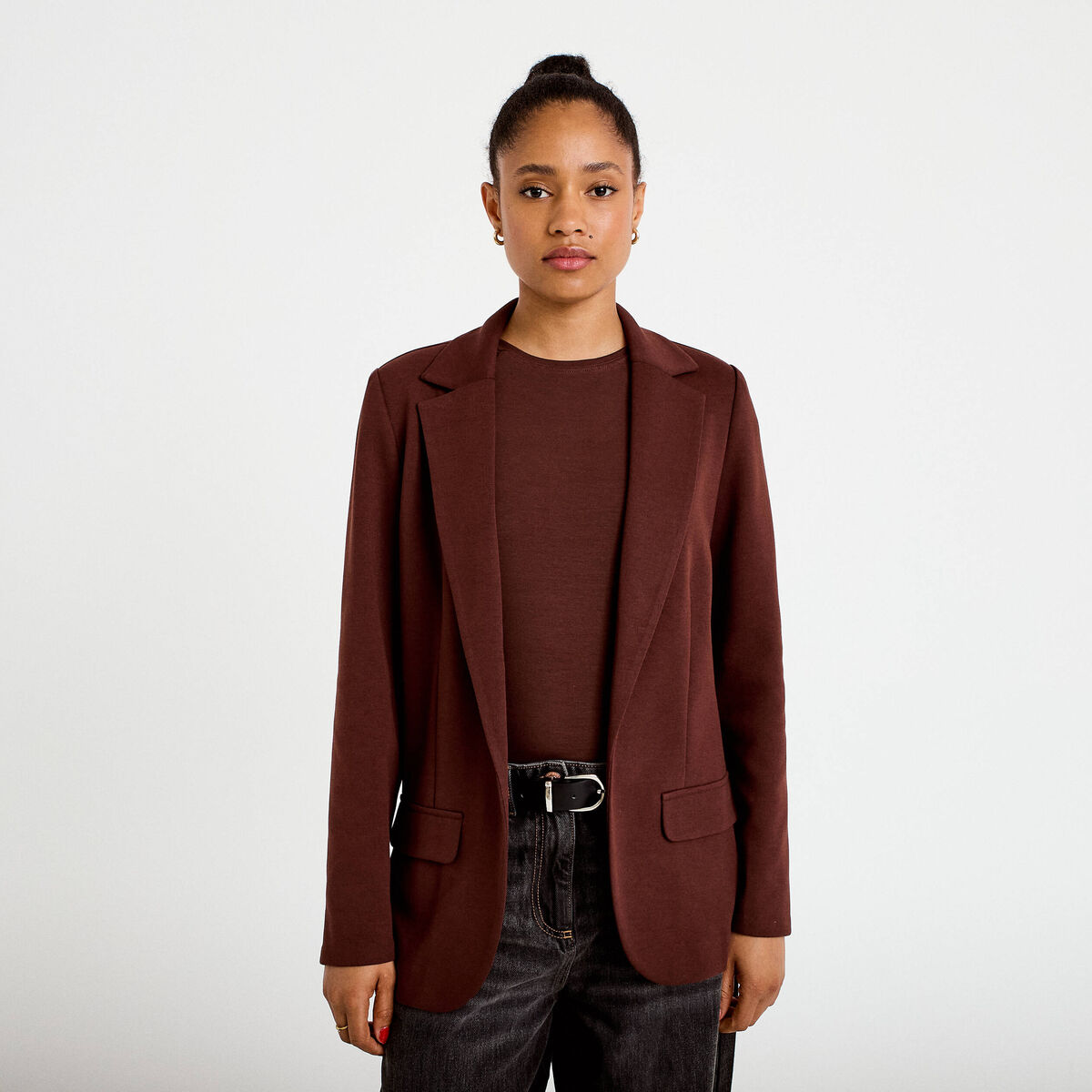 T-shirt manches courtes marron femme