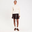 Jupe patineuse en similicuir marron fonc&eacute; femme