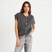 Gilet ample sans manches gris fonc&eacute; femme