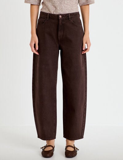 Jean bootcut taille standard marron fonc&eacute; femme
