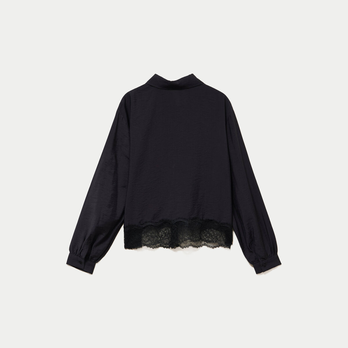 Chemise droite manches longues dentelle noir femme