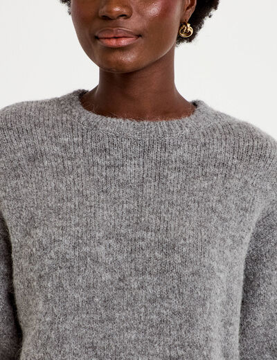 Pull manches courtes gris femme